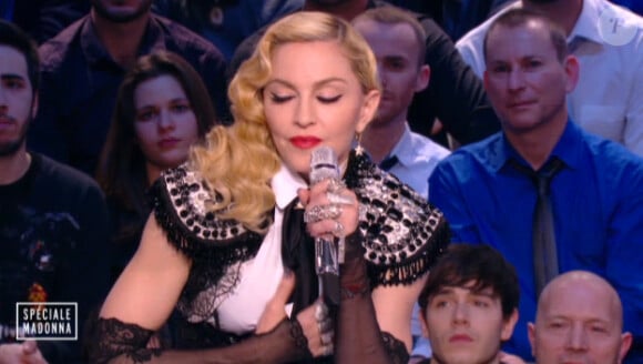 Madonna sur le plateau du Grand Journal de Canal+, le 2 mars 2015.