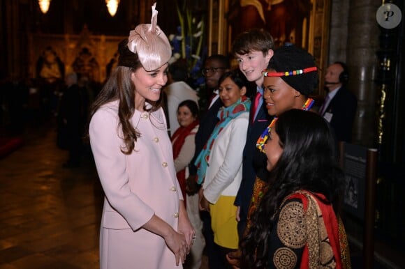Kate Middleton, enceinte, assistait avec le prince William au service organisé à l'abbaye de Westminster pour le Commonwealth Day, le 9 mars 2015 à Londres.