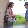 Emma Stone et Woody Allen sur le tournage du prochain Woody Allen, Un homme irrationnel, à Newport, Rhode Island, le 6 août 2014