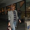 Eva Mendes arrive à l'aéroport international de Los Angeles sans sa fille Emma ni son compagnon Ryan Gosling, le 20 février 2015 