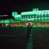 Le palais princier de Monaco en vert pour célébrer la Saint Patrick à Monaco le 17 mars 2015.