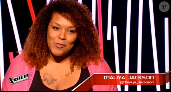 Maliya Jackson lors de l'épreuve ultime dans The Voice 4, ce samedi 21 mars 2015, sur TF1