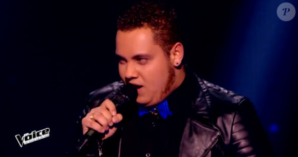 Guillaume Etheve lors de l'épreuve ultime dans The Voice 4, ce samedi 21 mars 2015, sur TF1