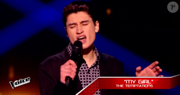 David Thibault lors de l'épreuve ultime dans The Voice 4, ce samedi 21 mars 2015, sur TF1