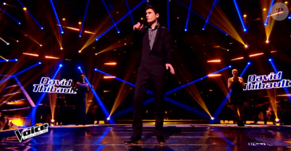 David Thibault lors de l'épreuve ultime dans The Voice 4, ce samedi 21 mars 2015, sur TF1