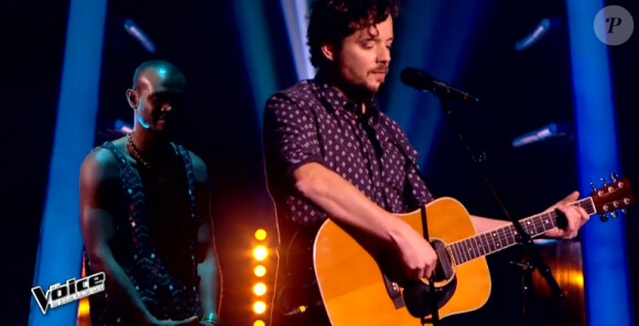 Yoann lors de l'épreuve ultime de The Voice 4, sur TF1, le samedi 21 mars 2015