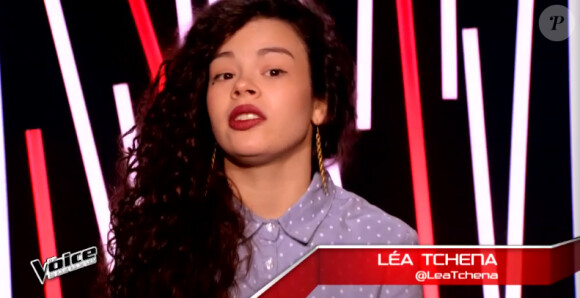 Léa Tchena lors de l'épreuve ultime de The Voice 4, sur TF1, le samedi 21 mars 2015