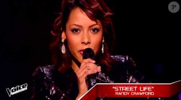 Nehuda lors de l'épreuve ultime de The Voice 4, sur TF1, le samedi 21 mars 2015