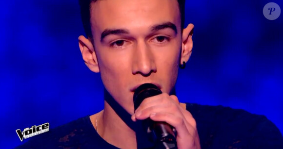 Aubin lors de l'épreuve ultime de The Voice 4, sur TF1, le samedi 21 mars 2015