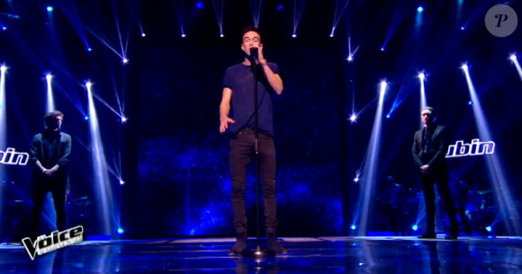 Aubin lors de l'épreuve ultime de The Voice 4, sur TF1, le samedi 21 mars 2015