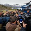 Point presse du général commandant la région PACA gendarmerie - Les hélicoptères de la sécurité civile à Seyne les Alpes suite au crash de l'airbus A320 de Germanwings le 24 mars 2015 
