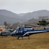 Les hélicoptères de la sécurité civile à Seyne les Alpes suite au crash de l'airbus A320 de Germanwings le 24 mars 2015  