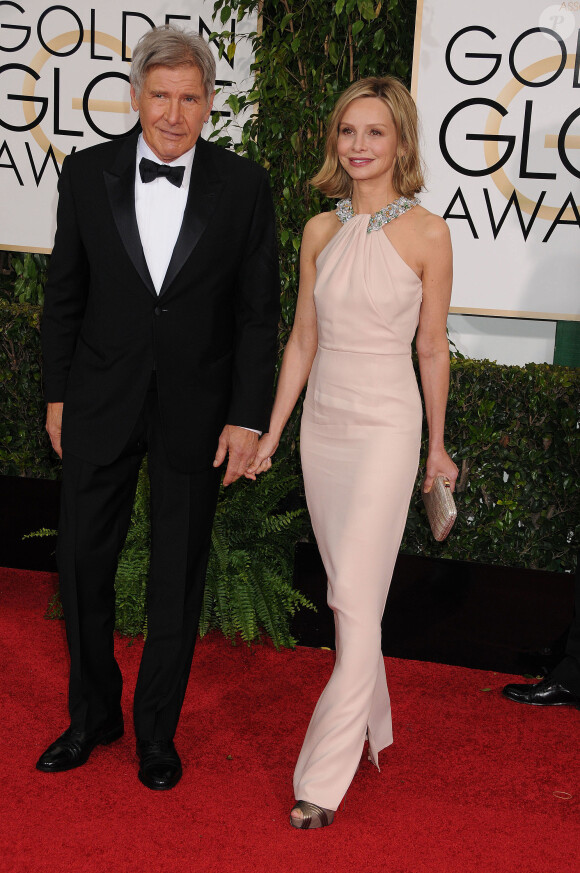 Harrison Ford et Calista Flockhart - 72ème cérémonie annuelle des Golden Globe Awards à Beverly Hills. Le 11 janvier 2015