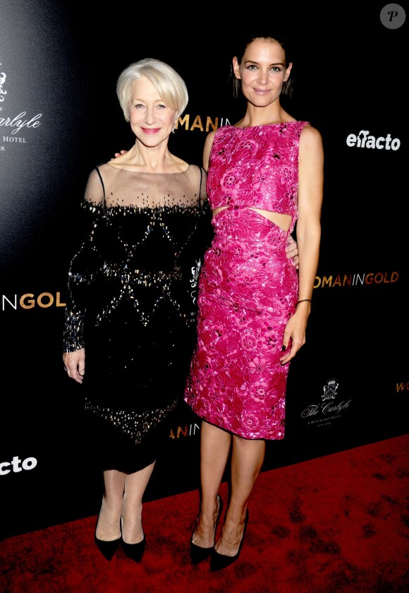 Helen Mirren et Katie Holmes - Première du film "Woman In Gold" à New York le 30 mars 2015.