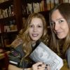 Emmanuelle Boidron et Tristane Banon (enceinte) - Dédicace du nouveau livre de Tristane Banon "Love et caetera" à la librairie Delamain à Paris, le 2 avril 2015.