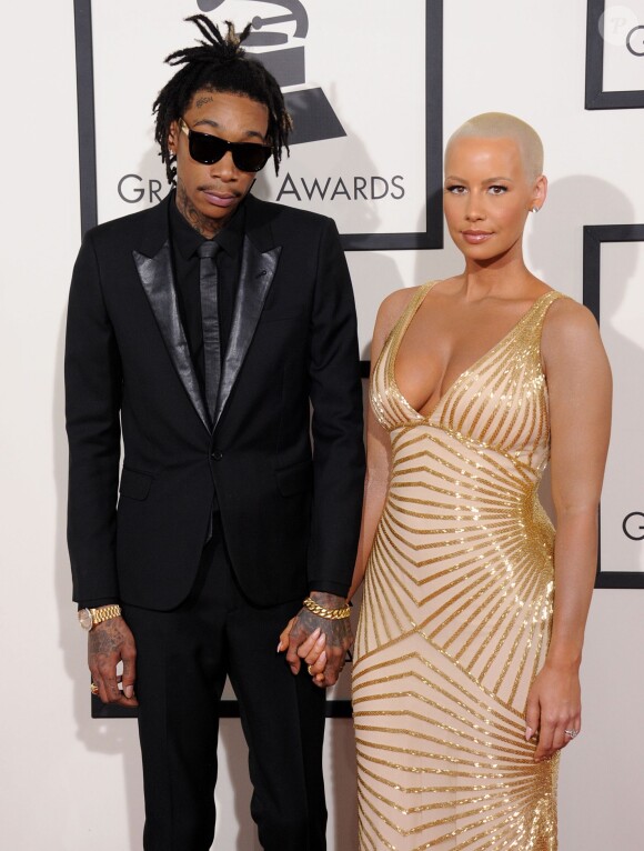 Wiz Khalifa et sa femme Amber Rose - 56eme ceremonie des Grammy Awards a Los Angeles le 26 janvier 2014. 