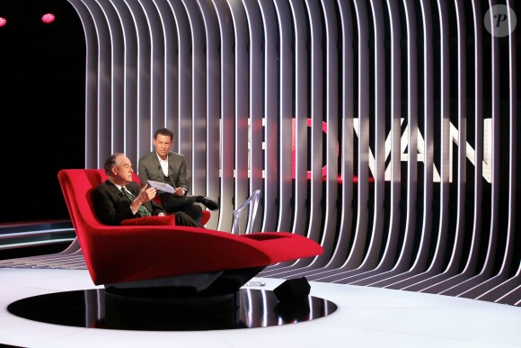 Exclusif - Enregistrement de l'émission Le Divan présentée par Marc-Olivier Fogiel avec Frédéric Mitterrand. A Paris le 6 mars 2015.