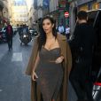 Kim Kardashian arrive au restaurant Ferdi, dans le 1er arrondissement. Paris, le 15 avril 2015.