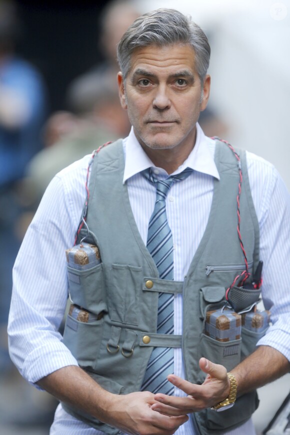 George Clooney, Amal Clooney et Julia Roberts sur le tournage du film " Money Monster " de Jodie Foster à New York Le 18 Avril 2015
