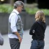 George Clooney, Amal Clooney et Julia Roberts sur le tournage du film " Money Monster " de Jodie Foster à New York Le 18 Avril 2015 