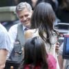 George Clooney, Amal Clooney sur le tournage du film " Money Monster " de Jodie Foster à New York Le 18 Avril 2015 