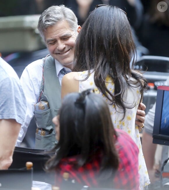George Clooney, Amal Clooney sur le tournage du film " Money Monster " de Jodie Foster à New York Le 18 Avril 2015 