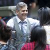George Clooney, Amal Clooney et Julia Roberts sur le tournage du film " Money Monster " de Jodie Foster à New York Le 18 Avril 2015