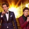 Mika et David Thibault, dans la finale de  The Voice 4  sur TF1, le samedi 25 avril 2015.