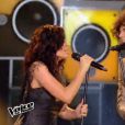 Côme en duo avec Jenifer, dans la finale de  The Voice 4  sur TF1, le samedi 25 avril 2015.