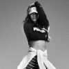 Rihanna arbore un nouveau modèle de la collection Pulse XT de PUMA, pour la campagne Forever Faster de l'équipementier allemand. Avril 2015.