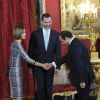 Le roi Felipe VI et la reine Letizia d'Espagne recevaient à déjeuner à la Zarzuela le président égyptien Abdel Fattah al-Sissi le 30 avril 2015.