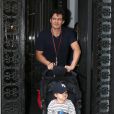  Orlando Bloom et Miranda Kerr deposent leur fils Flynn chez une baby-sitter avant de se rendre a la finale de l'Open de Tennis a New York, le 9 septembre 2013. 