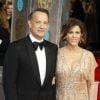 Tom Hanks et sa femme Rita Wilson à Londres, le 16 février 2014.