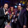 Exclusif - Arthur Essebag, Shy'm, Christophe Dechavanne et Amandine Bourgeois - Backstage lors de l'enregistrement de l'émission Alors on chante au palais des sports à Paris. Le 17 novembre 2014.