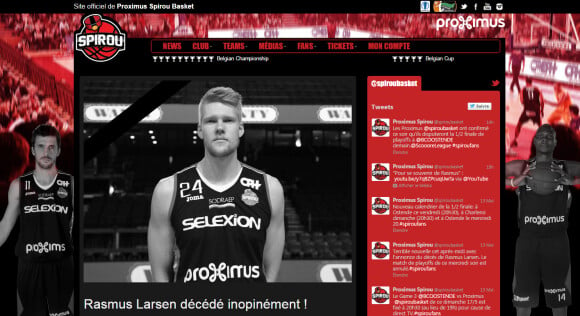 Rasmus Larsen, jeune espoir du basket danois de 20 ans est mort le 13 mai 2015 à Jumet