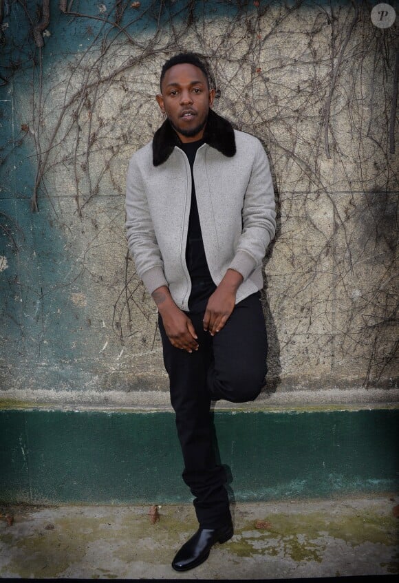 Exclusif - Le rappeur US Kendrick Lamar lors du defile de mode "Dior Homme" a Paris. Le 18 janvier 2014  