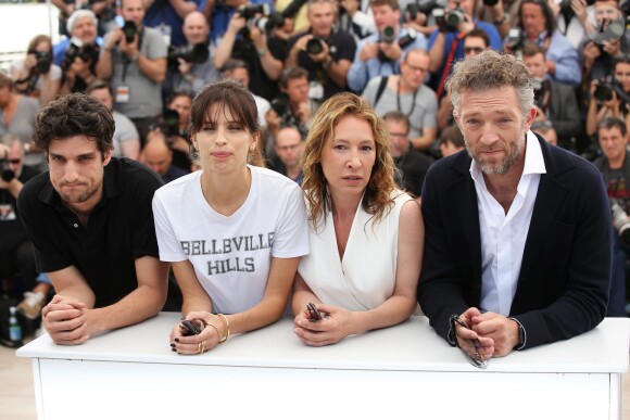 Louis Garrel, Maïwenn (Maïwenn Le Besco), Emmanuelle Bercot et Vincent Cassel - Photocall du film "Mon Roi" lors du 68e Festival International du Film de Cannes, le 17 mai 2015.