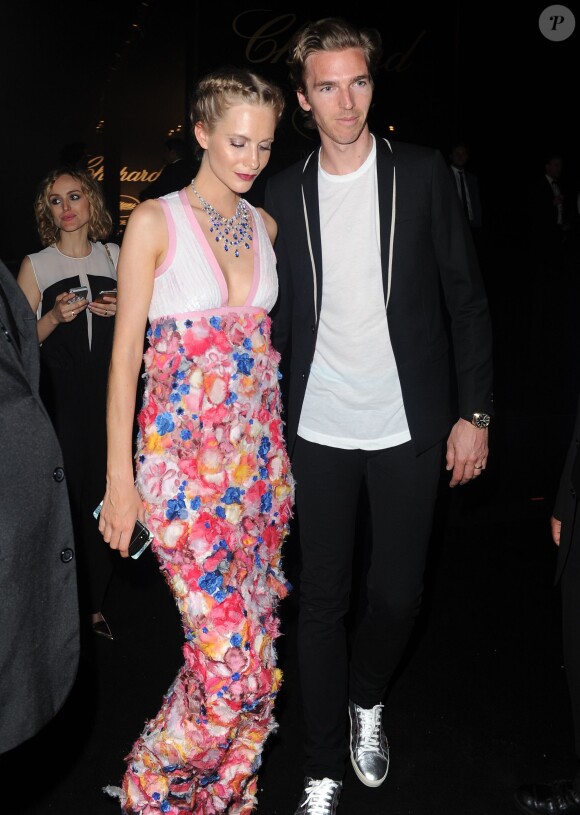Poppy Delevingne et son mari James Cook - People à la sortie de la soirée Chopard Gold Party lors du 68ème festival international du film de Cannes. Le 18 mai 2015 