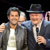 Jamel Debbouze et Marc Ladreit de Lacharrière - Finale du Trophée d'Impro de la Fondation Culture & Diversité, au Théâtre Comédia à Paris le 18 mai 2015.