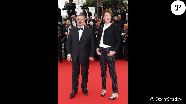 Périco Légasse et sa femme Natacha Polony - Montée des marches du film &quot;Macbeth&quot; lors du 68e Festival International du Film de Cannes, le 23 mai 2015.