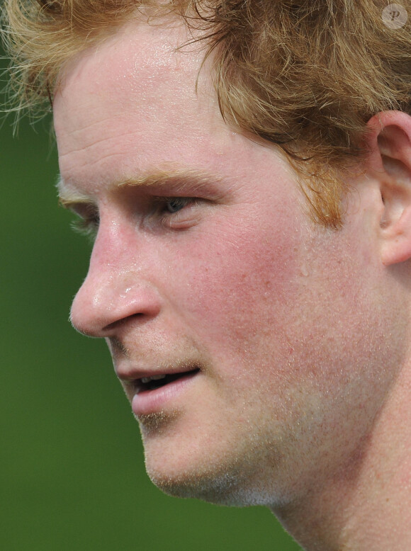 Le prince Harry au club de polo de Cirencester Park dans le Gloucestershire le 24 mai 2015 pour le Jerudong Trophy.