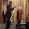 Jean d'Ormesson remettait le 26 mai 2015 à Dany Laferrière, nouvel immortel de l'Académie française élu au 2e fauteuil, son épée, fabriquée par Patrick Vilaire, lors d'une cérémonie à l'Hôtel de Ville de Paris, à deux jours de son intronisation officielle sous la Coupole.