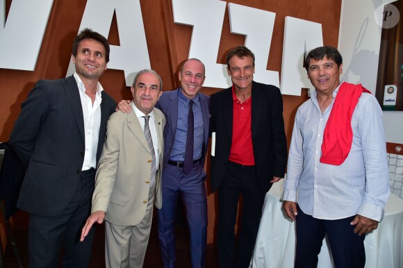 Fabrice Santoro, Jean Gachassin, Giuseppe Lavazza, vice-président de Lavazza, Mats Wilander et Toni Nadal - Lavazza fête ses 120 ans au Village de Roland-Garros à Paris, le 26 mai 2015. 