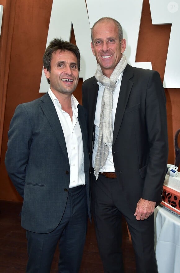 Guy Forget et Fabrice Santoro - Lavazza fête ses 120 ans au Village de Roland-Garros à Paris, le 26 mai 2015. 