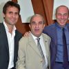 Fabrice Santoro, Jean Gachassin et Giuseppe Lavazza, vice-président de Lavazza - Lavazza fête ses 120 ans au Village de Roland-Garros à Paris, le 26 mai 2015.