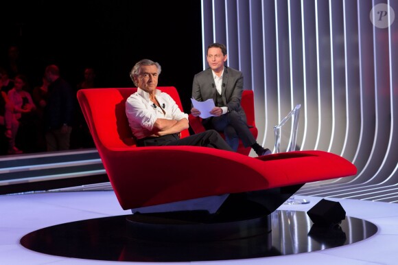 Exclusif - Enregistrement du programme Le Divan présentée par Marc-Olivier Fogiel avec Bernard-Henri Lévy en invité. A Paris le 22 mai 2015. 
