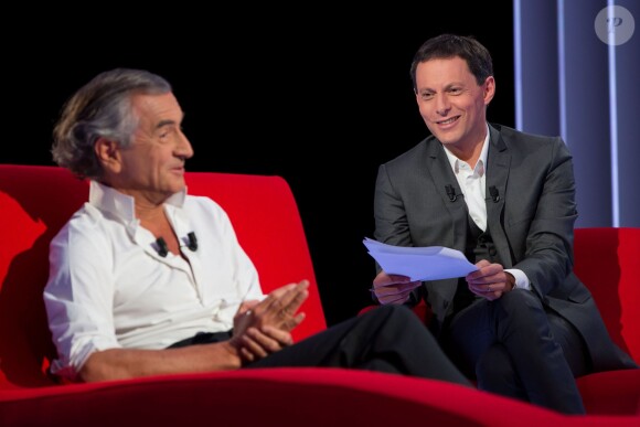Exclusif - Enregistrement de l'émission Le Divan présentée par Marc-Olivier Fogiel avec Bernard-Henri Lévy, le 22 mai 2015. 