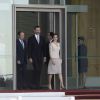 Le roi Felipe VI et la reine Letizia d'Espagne ont décollé de Madrid le 2 juin 2015 au terme d'une cérémonie solennelle pour effectuer leur visite d'Etat en France.