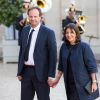 Anne Hidalgo et son mari Jean-Marc Germain arrivant à l'Elysée le 2 juin 2015 pour le dîner officiel organisé en l'honneur de la visite d'Etat du roi Felipe VI et de la reine Letizia d'Espagne.