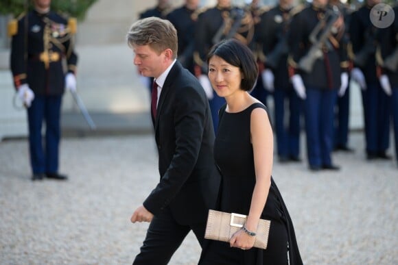 Fleur Pellerin et son mari Laurent Olléon arrivant à l'Elysée le 2 juin 2015 pour le dîner officiel organisé en l'honneur de la visite d'Etat du roi Felipe VI et de la reine Letizia d'Espagne.